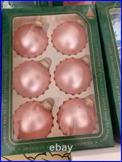 Christmas By Krebs Vintage Glass Ornament Lot Frost Shiny Pink Blue white