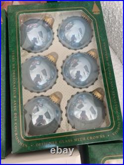Christmas By Krebs Vintage Glass Ornament Lot Frost Shiny Pink Blue white