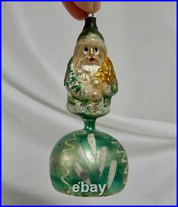 Christmas Figural Glass Santa Claus on Indented Ball Ornament 81980
