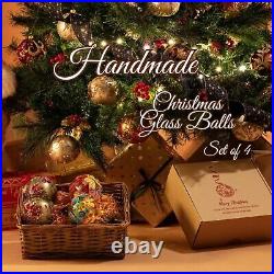 Christmas Glass Ball Decorations Polish Handmade Ornament 3.94 inch Elegant X