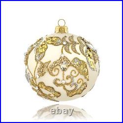 Christmas Glass Ball Decorations Polish Handmade Ornament 3.94 inch Elegant X