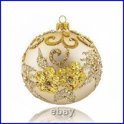 Christmas Glass Ball Decorations Polish Handmade Ornament 3.94 inch Elegant X