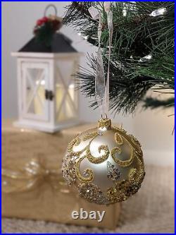 Christmas Glass Ball Decorations Polish Handmade Ornament 3.94 inch Elegant X