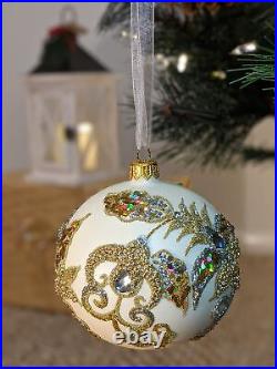 Christmas Glass Ball Decorations Polish Handmade Ornament 3.94 inch Elegant X