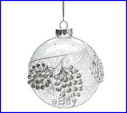 Christmas Holiday Raised Pine Cone Glass Ornament with Snow on Inside 1