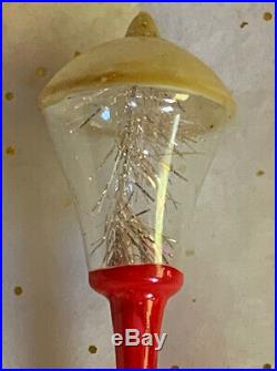 Christmas Lantern Clip On German Ornament Antique Blown Glass Street Light