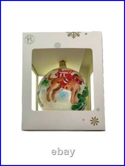 Christmas Ornament Dogs Hand Painted Glass Vintage Pier 1 Holiday Decor