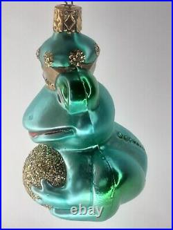 Christmas Ornament Frog King Mercury Glass Mid Century Modern Holiday Rare