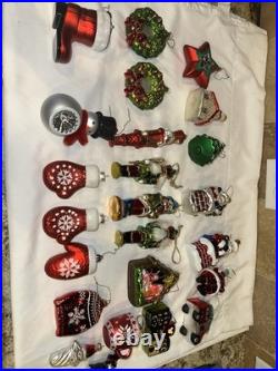 Christmas Ornament Glass Lot 24 Piece Vintage