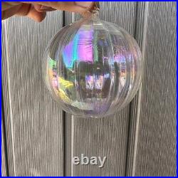 Christmas Ornament Round Clear Iridescent Mouth Blown Made in Italy Lot of 10