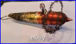 Christmas Ornament Santa Airplane Blown Glass Scrap Antique Wire RARE 7 1/2