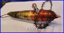 Christmas Ornament Santa Airplane Blown Glass Scrap Antique Wire RARE 7 1/2