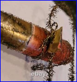 Christmas Ornament Santa Airplane Blown Glass Scrap Antique Wire RARE 7 1/2