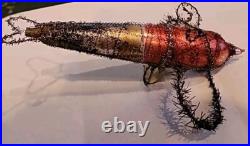 Christmas Ornament Santa Airplane Blown Glass Scrap Antique Wire RARE 7 1/2