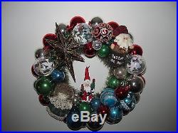 Christmas Ornament Wreath 17 Vintage Shiny Brite Traditional Red Green Blue