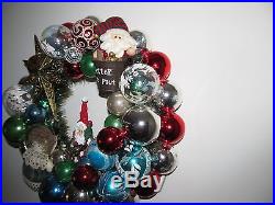Christmas Ornament Wreath 17 Vintage Shiny Brite Traditional Red Green Blue