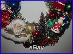 Christmas Ornament Wreath Vintage Shiny Brite 16 Handmade Bottle Brush Tree