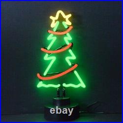 Christmas Tree Neon sculpture sign ornament light lamp hand blown glass Xmas