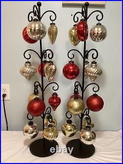 Christmas Tree Ornament Lot 24-Glass Kugel Style 4 and 3 Bulbs-No Stands