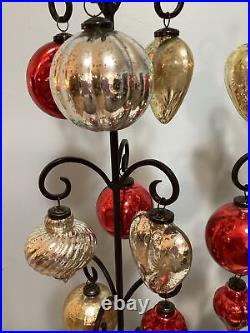 Christmas Tree Ornament Lot 24-Glass Kugel Style 4 and 3 Bulbs-No Stands