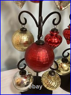 Christmas Tree Ornament Lot 24-Glass Kugel Style 4 and 3 Bulbs-No Stands