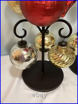 Christmas Tree Ornament Lot 24-Glass Kugel Style 4 and 3 Bulbs-No Stands