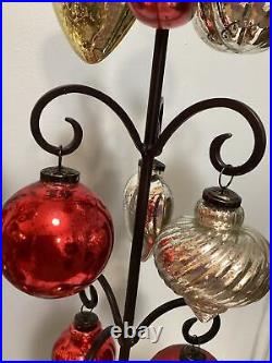 Christmas Tree Ornament Lot 24-Glass Kugel Style 4 and 3 Bulbs-No Stands