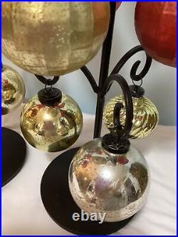 Christmas Tree Ornament Lot 24-Glass Kugel Style 4 and 3 Bulbs-No Stands