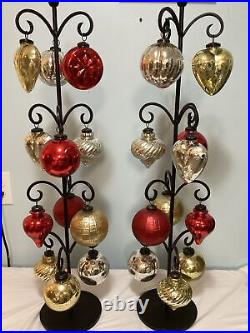 Christmas Tree Ornament Lot 24-Glass Kugel Style 4 and 3 Bulbs-No Stands