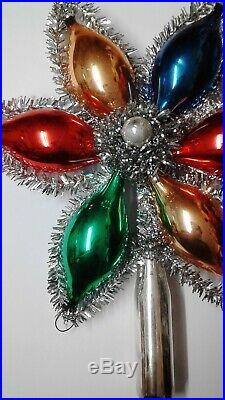 Christmas Tree Topper Tinsel Top Antique German Mercury Glass Christmas Ornament