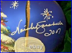 Christmas Tree on Blue Natalie Sarabella Blown Glass Ornament Stunning