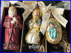 Christmas ornament set of 3 Waterford glass Holy Family Nativity Jim O'Leary MAX