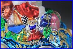Christopher Radko 1999 Royal Roadster Santa in Blue Car Glass Christmas Ornament