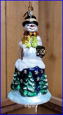 Christopher Radko 2000 SNOW BELL Retired Glass Christmas Ornament Snowman 7 in