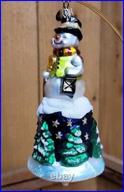 Christopher Radko 2000 SNOW BELL Retired Glass Christmas Ornament Snowman 7 in