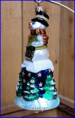 Christopher Radko 2000 SNOW BELL Retired Glass Christmas Ornament Snowman 7 in