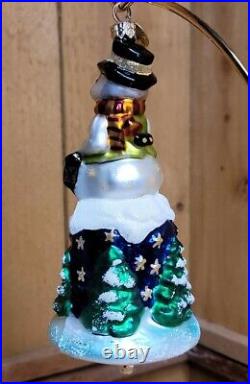 Christopher Radko 2000 SNOW BELL Retired Glass Christmas Ornament Snowman 7 in