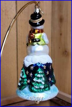 Christopher Radko 2000 SNOW BELL Retired Glass Christmas Ornament Snowman 7 in