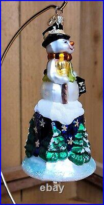 Christopher Radko 2000 SNOW BELL Retired Glass Christmas Ornament Snowman 7 in