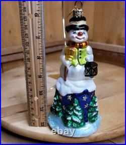 Christopher Radko 2000 SNOW BELL Retired Glass Christmas Ornament Snowman 7 in