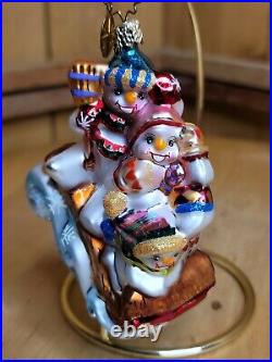 Christopher Radko 2002 Little Gems FAMILY OUTING Glass Christmas Ornament 3 VTG