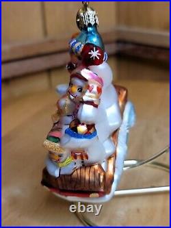 Christopher Radko 2002 Little Gems FAMILY OUTING Glass Christmas Ornament 3 VTG