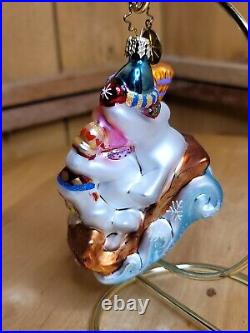 Christopher Radko 2002 Little Gems FAMILY OUTING Glass Christmas Ornament 3 VTG