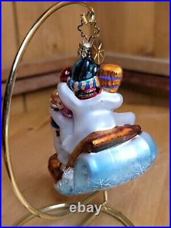 Christopher Radko 2002 Little Gems FAMILY OUTING Glass Christmas Ornament 3 VTG