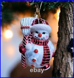 Christopher Radko 2006 Jolly Jelly Roll Glass Christmas Ornament Snowman 5.5 in