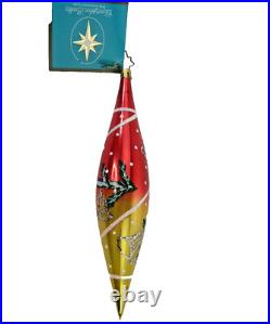 Christopher Radko 8 glass Xmas ornament SEASON'S GLEAMINGS icicle drop Bells