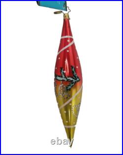 Christopher Radko 8 glass Xmas ornament SEASON'S GLEAMINGS icicle drop Bells