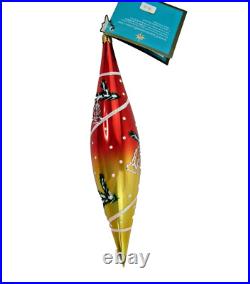 Christopher Radko 8 glass Xmas ornament SEASON'S GLEAMINGS icicle drop Bells