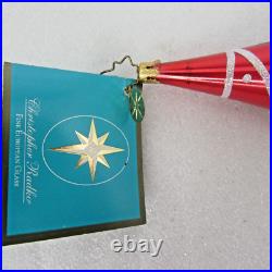 Christopher Radko 8 glass Xmas ornament SEASON'S GLEAMINGS icicle drop Bells