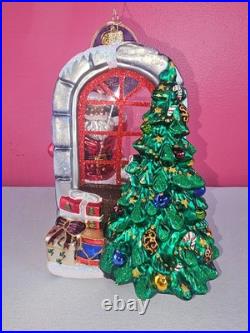 Christopher Radko A Glimpse of Christmas Ornament 1016985 Santa Looking In READ